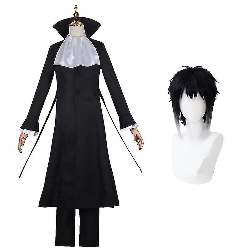 أنيمي بونغو الضالة Ryunosuke Akutagawa تأثيري رجل وامرأة معطف الخندق أسود زي موحد للجنسين زي هالوين