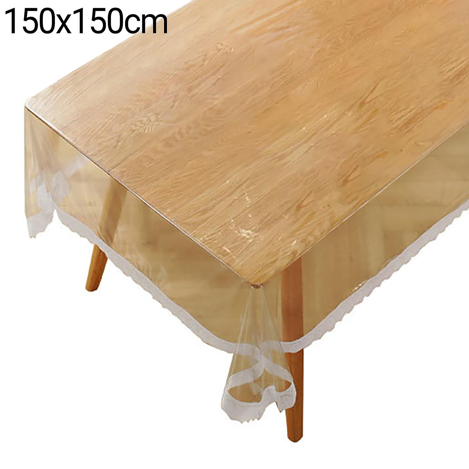 Table Cloth Waterproof Oil-proof Heat-insulated PVC Transparent Rectangle Lace Dining Table Cloth fo