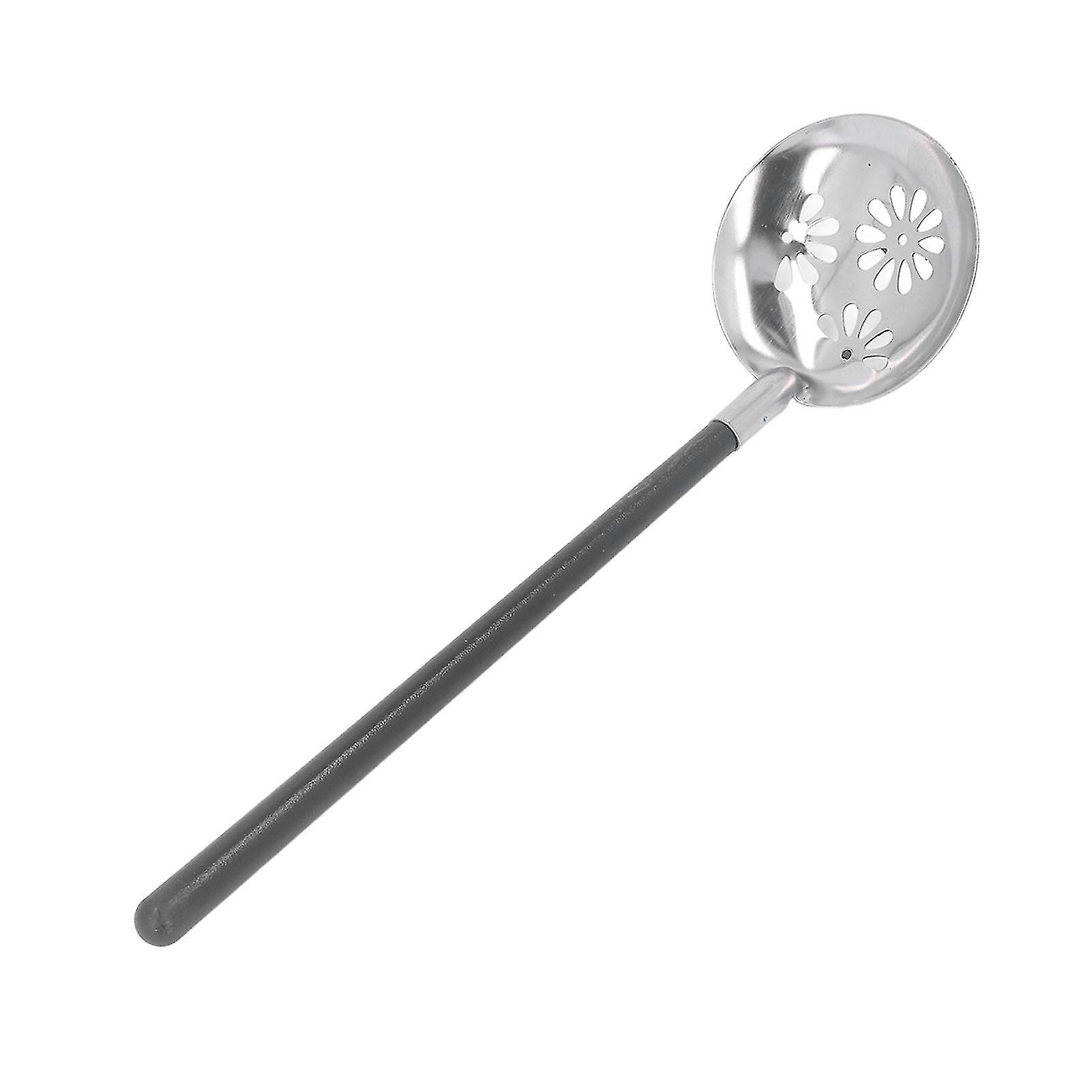 Stainless Steel Hot Pot Ladle Anti Scalding Heat Insulation Long Handle Hotpot Ladle Black Handle Leaky Spoon