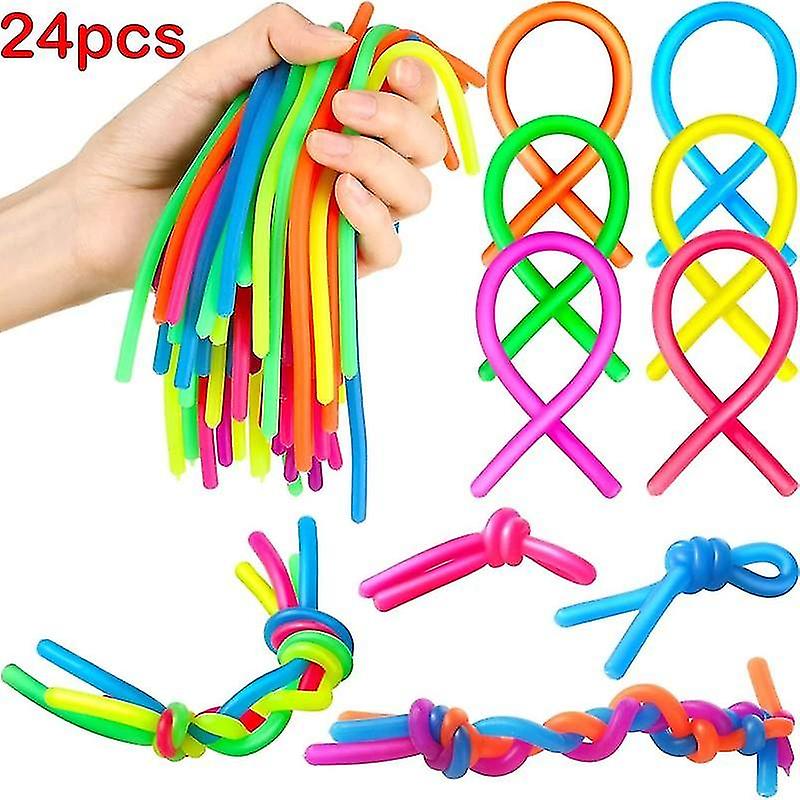 24pcs/set Soft Rubber Noodle Elastic Rope Toys Stretch String Decompression Toy Stretchy String Relief Stress Vent Toys Gifts x