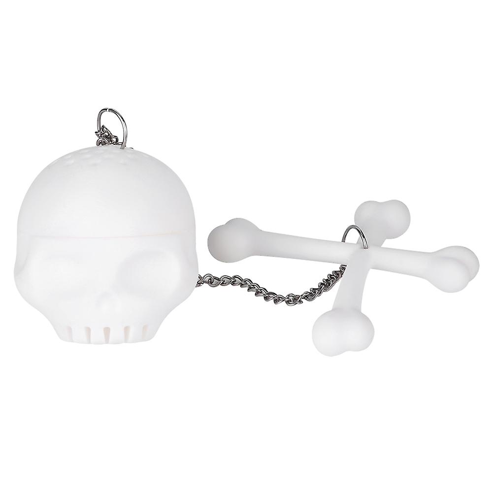 White Simulation Skull Shape Tea Infuser Silicone Tea Leaf Strainer Filter for Home Office