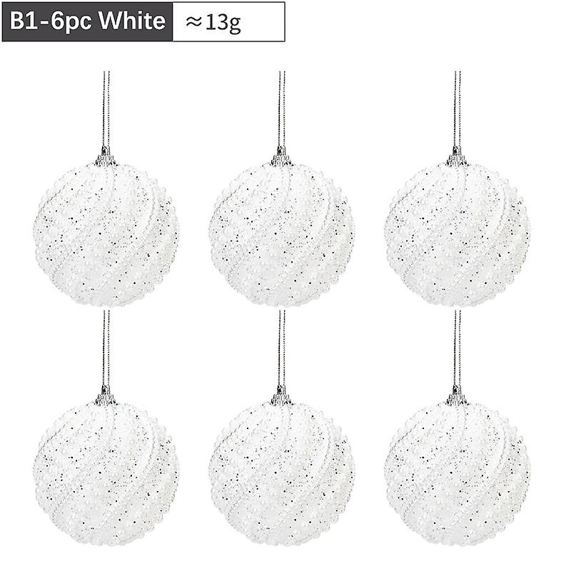 1/6pcs 8cm Christmas Tree Hanging Balls Sequined Shiny Xmas Foam Bauble Pendant