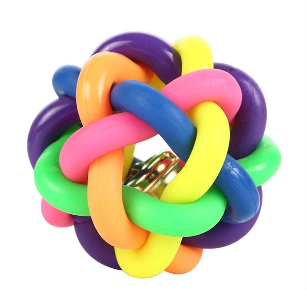 ZHOUBA Pet Cats Kitten Rubber Bell Colorful Ball Scratch Training Chewing Play Toy