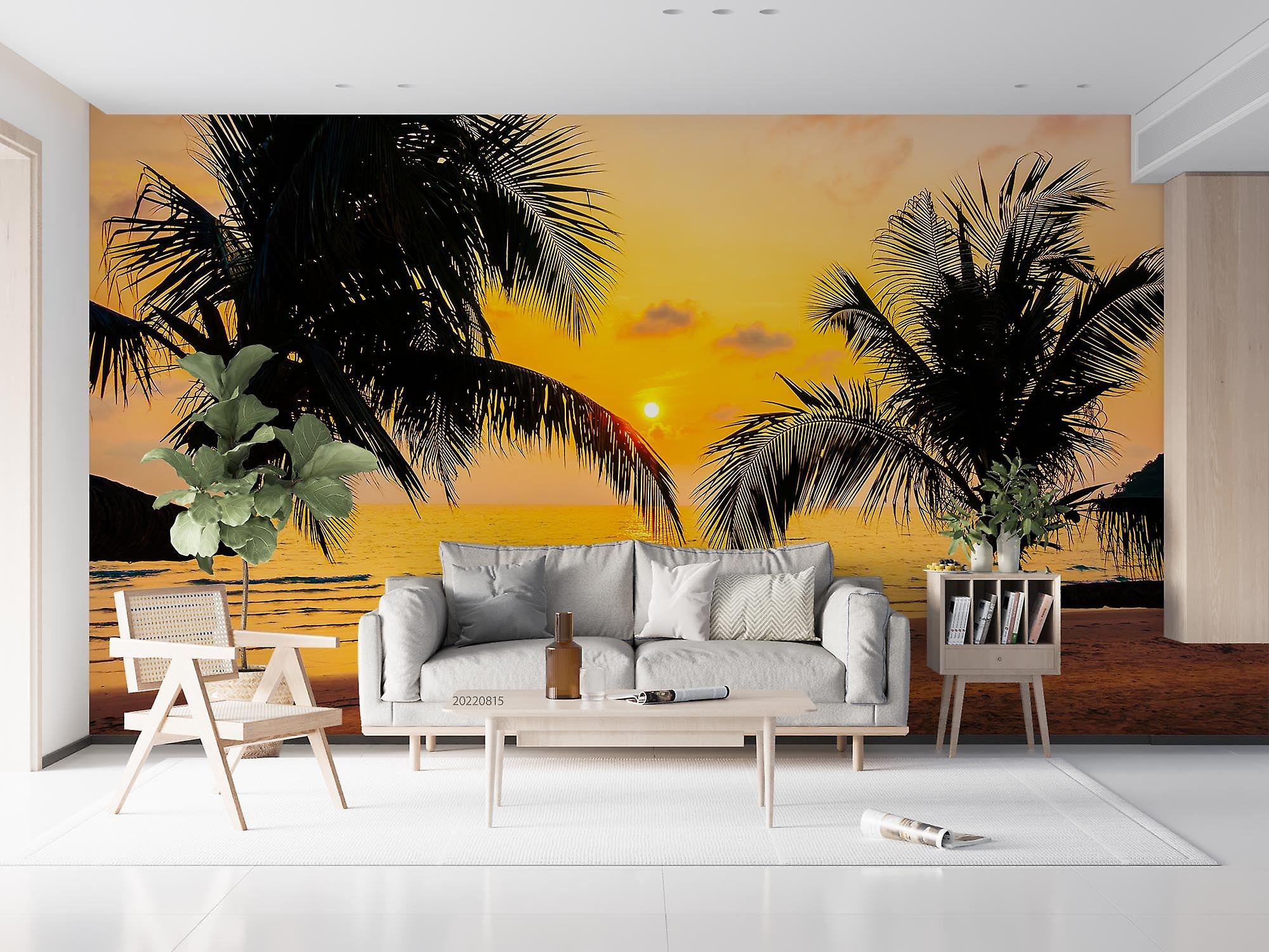 3D Silhouette Coconut Palm Tree Wall Mural Wallpaper Gd 2172
