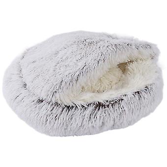 Rundes Katzenbett weiches komfortables Plüsch-sicheres wärmendes rundes Katzen-Hundekissenbett für kleine HaustiereEdler Kaffee