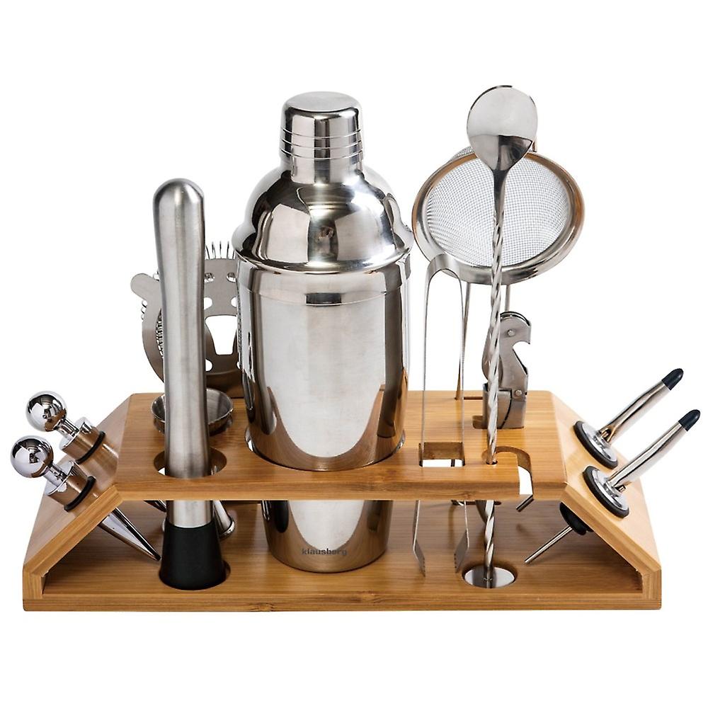 Klausberg bartender set for drinks and cocktails, 13 elements, silver shaker KB7654