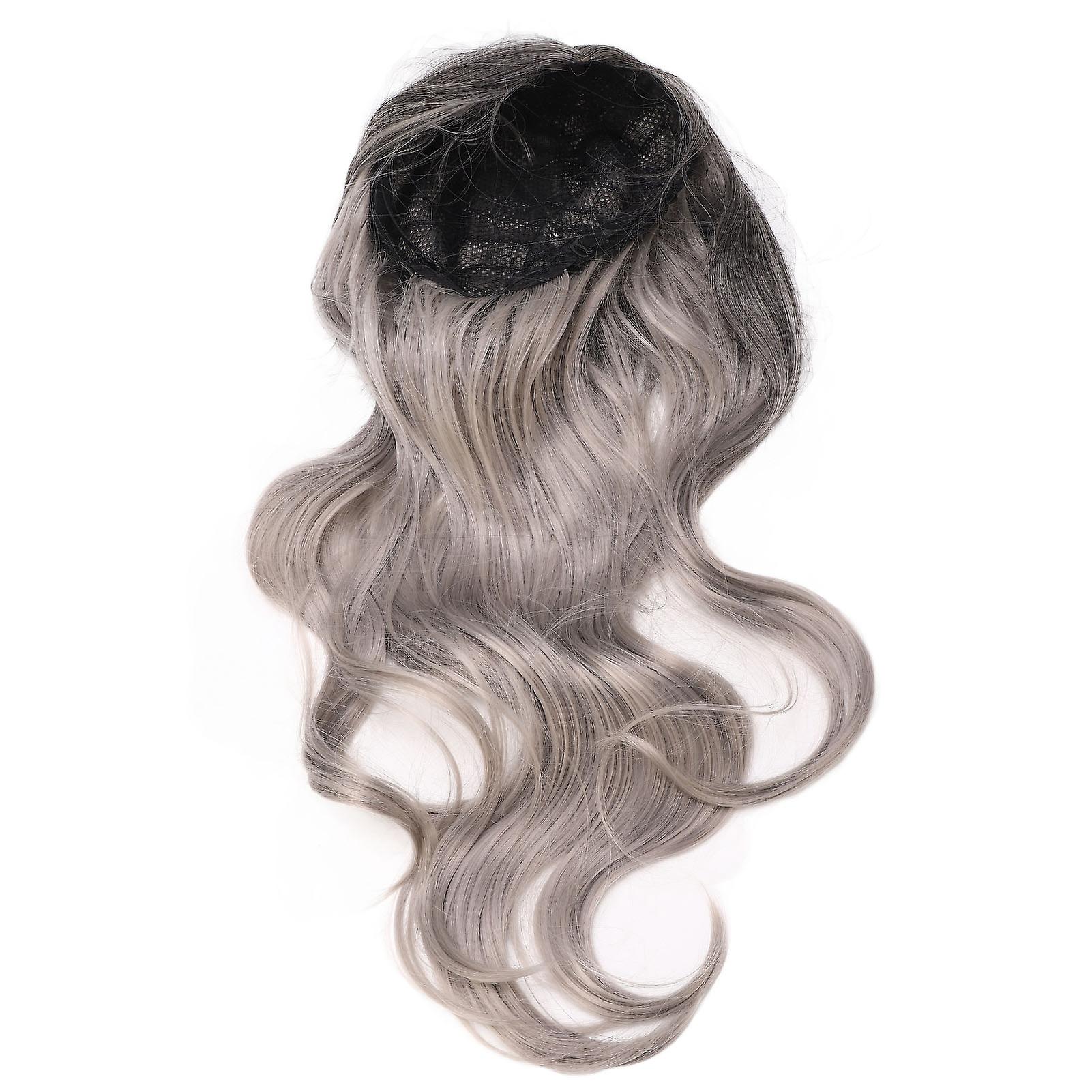 Black Gray Gradient Synthetic Curly Wavy Wigs for Party