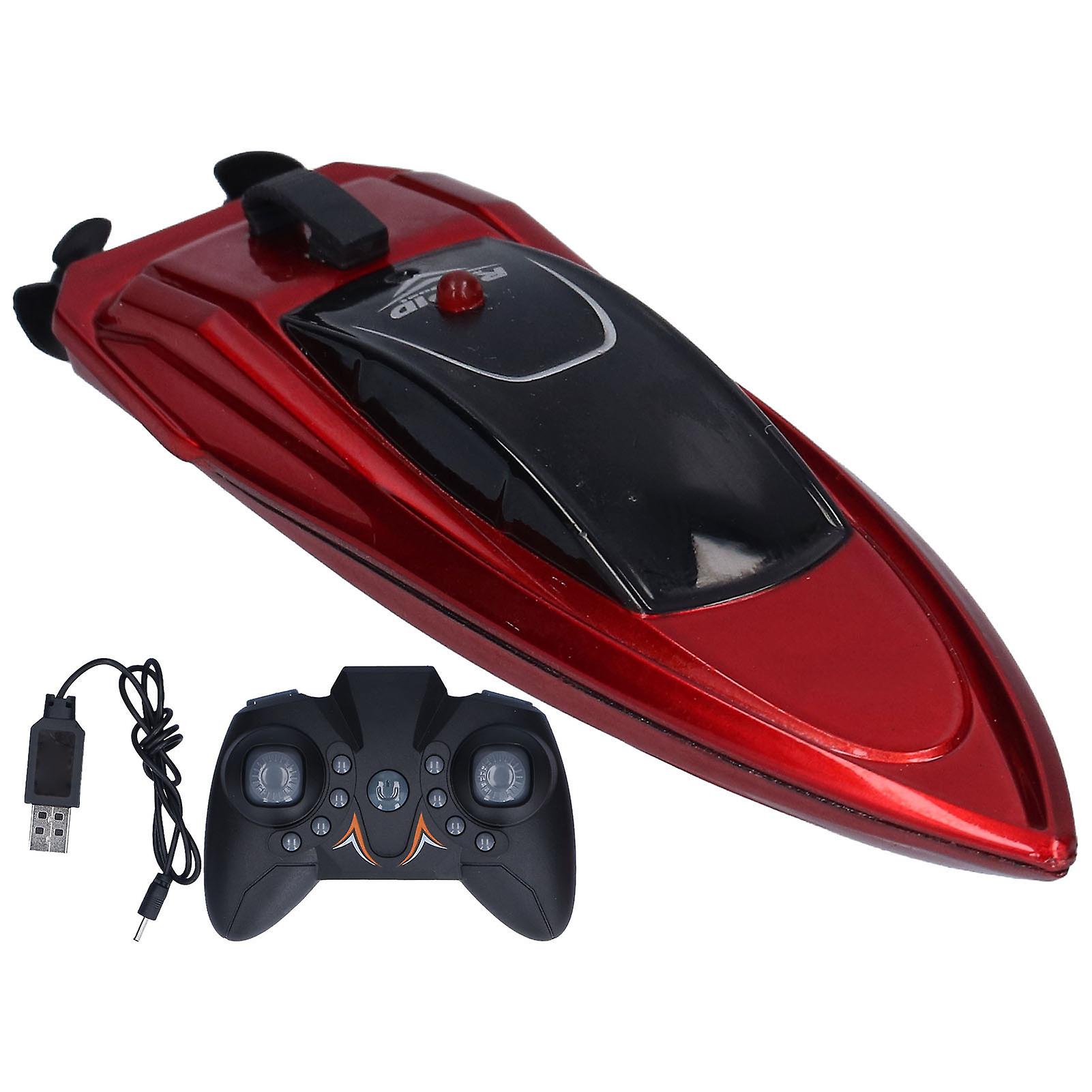 Red Remote Control Boat with Waterproof Design, UV Protection, and Sealed Charging