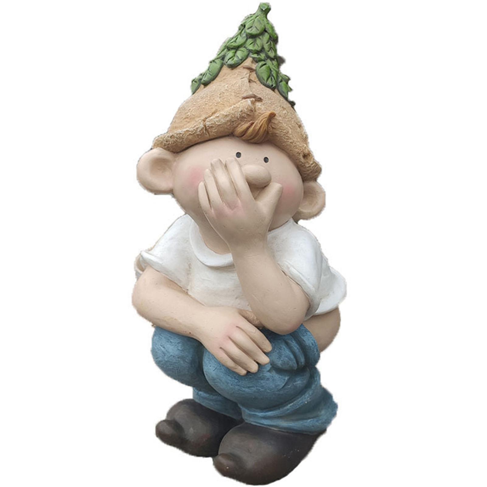Funny Garden Gnome Pooping Boy Statue Decorative Prank Resin Doll Craft with A Squatting Pose 20*18*40.5cm New