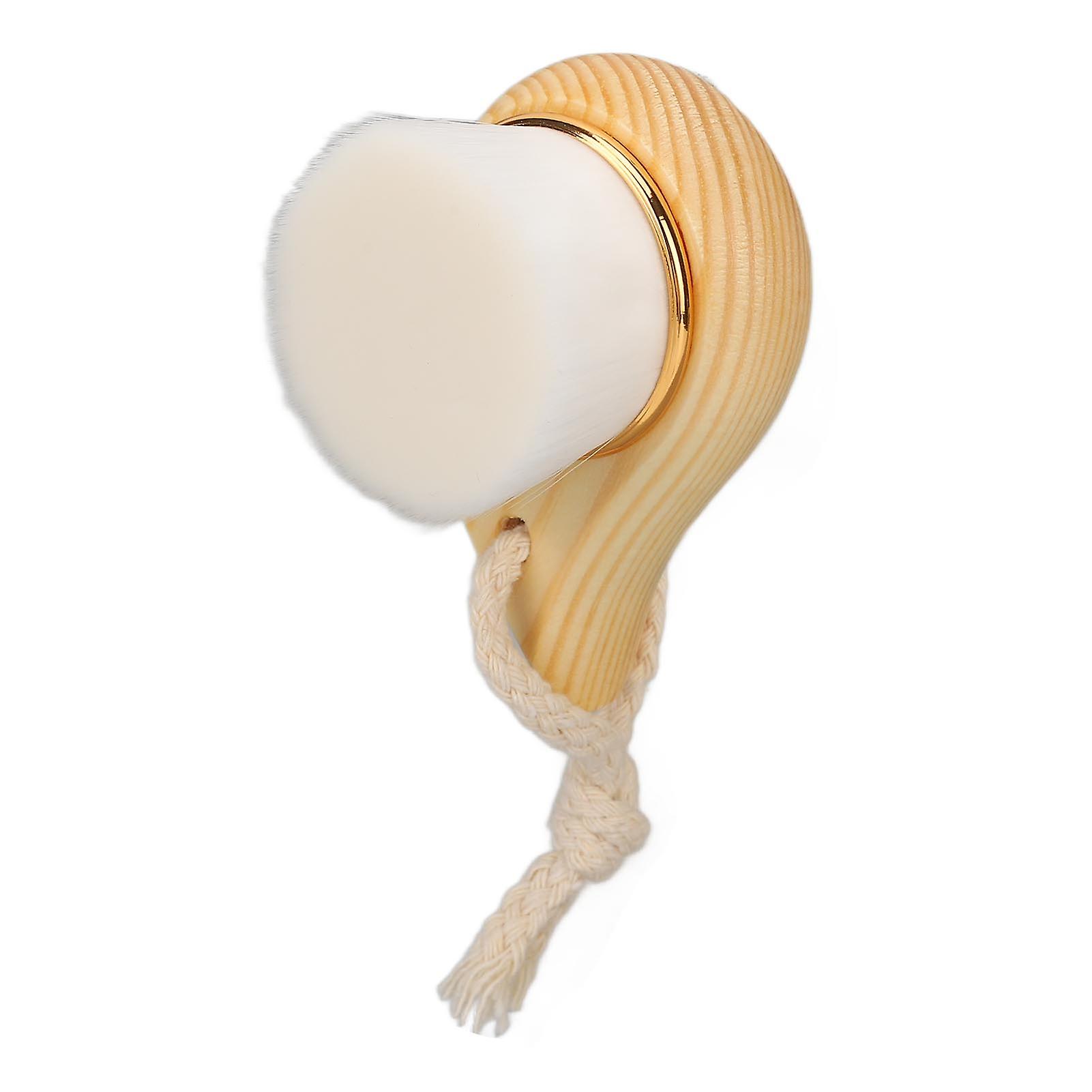 Face Cleaning Brush with Soft Fiber Bristles Beech Wood Handle Manual Facial Cleanser for Gentle Exfoliation and Deep Pore Cleaning with Hang Ring