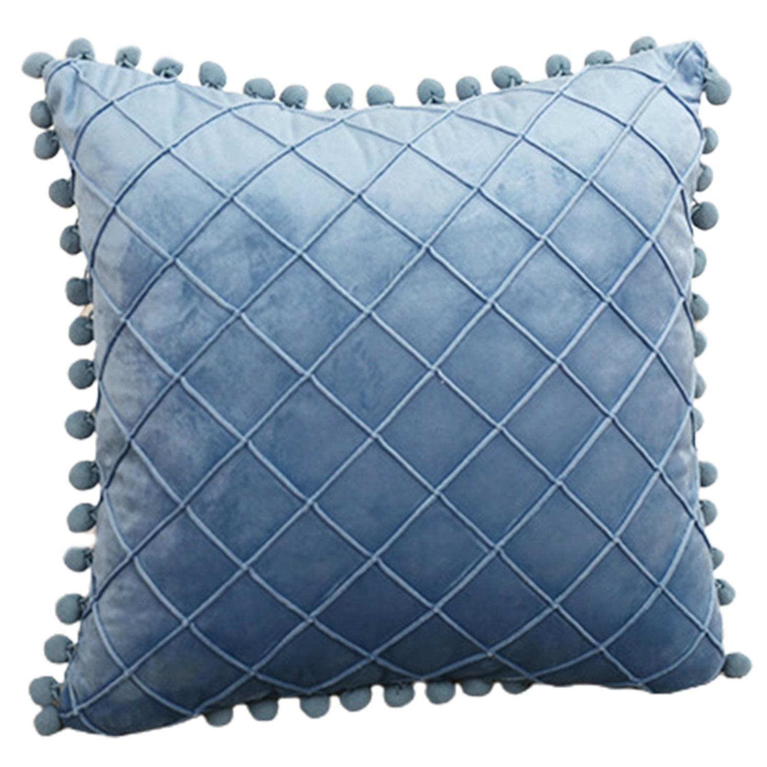 Decorative Pillowcase with Tassel Plush Rhombus Shape Design Cushion Case Household Supplies