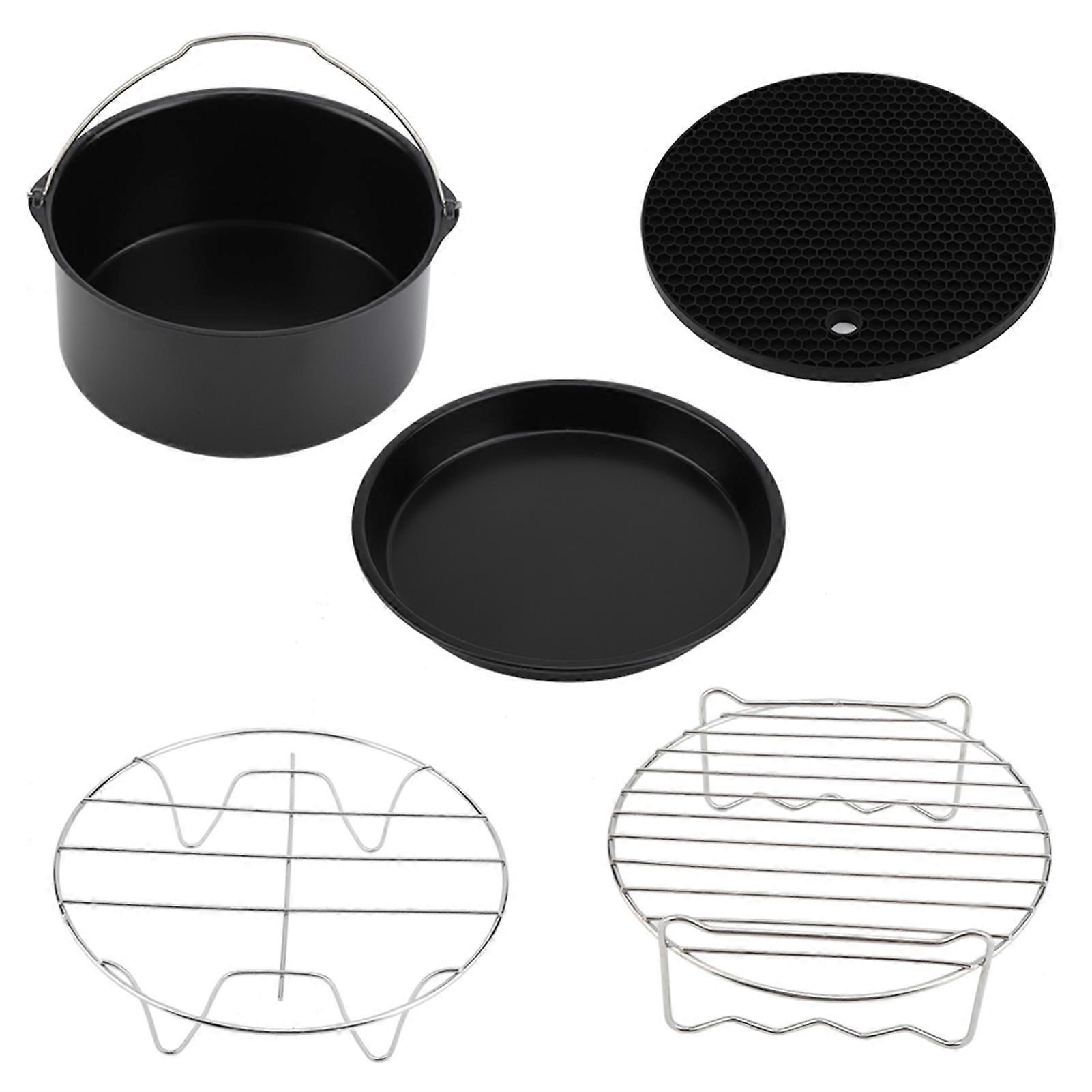7Inch 5pcs/set Universal Air Fryer Accessories Pizza Pan Cake Barrel Metal Holder Cooking Tools