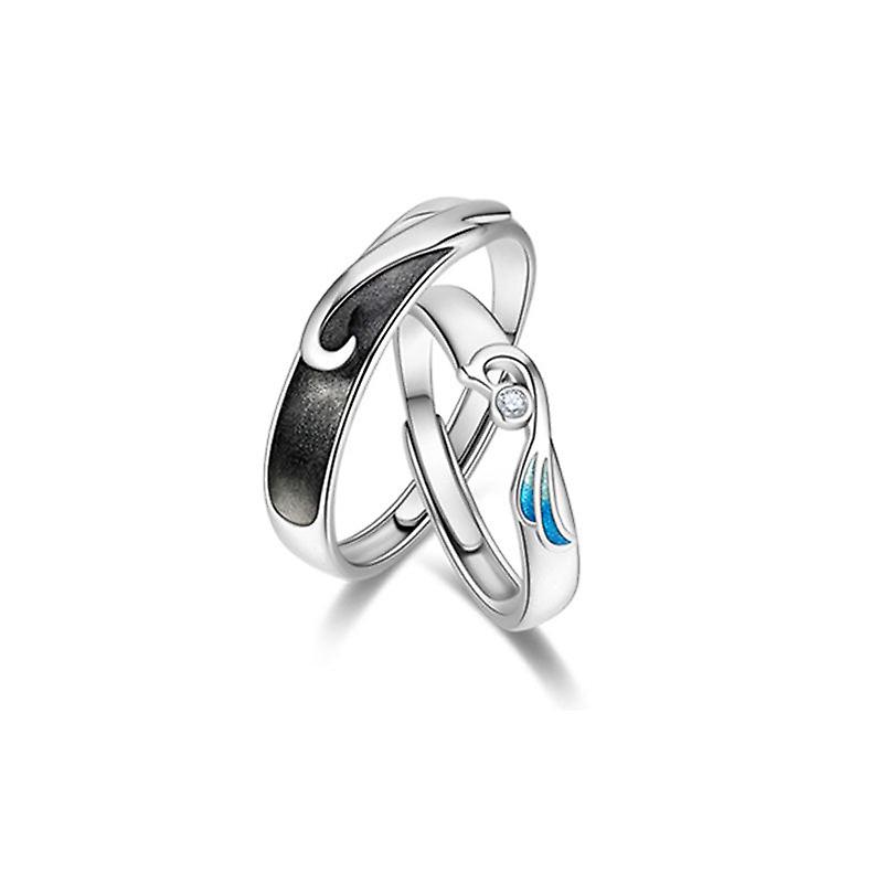 Couple Silver Open Ring For Women Men Girls Teen Engagement Wedding Jewelry Adjustable Fashion