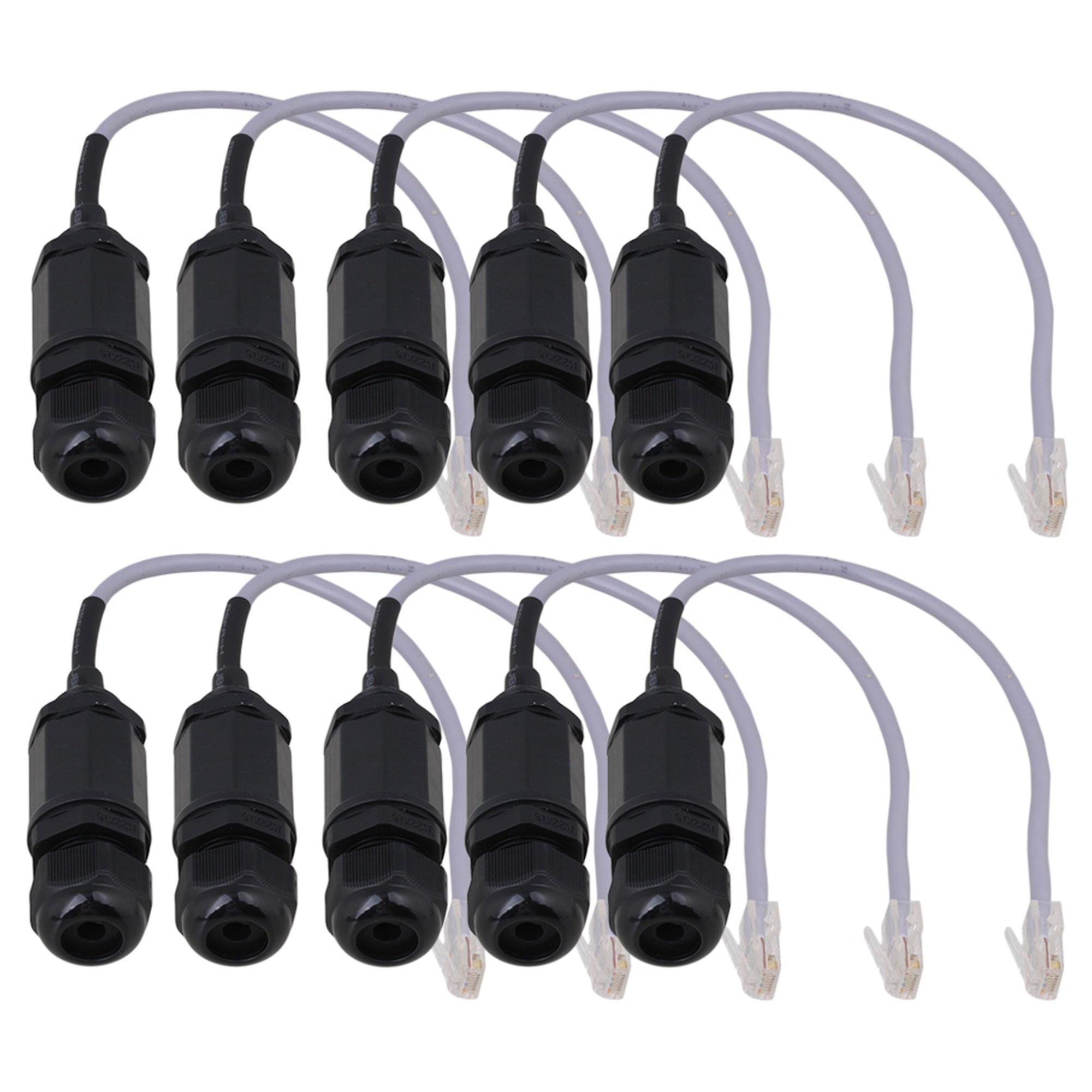 10xSafe M20 Ethernet LAN Waterproof RJ45 Connector 25cm Cable with Crystal Head