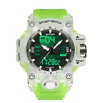 SANDA Green Light Alarm Clock Shockproof Transparent Watch