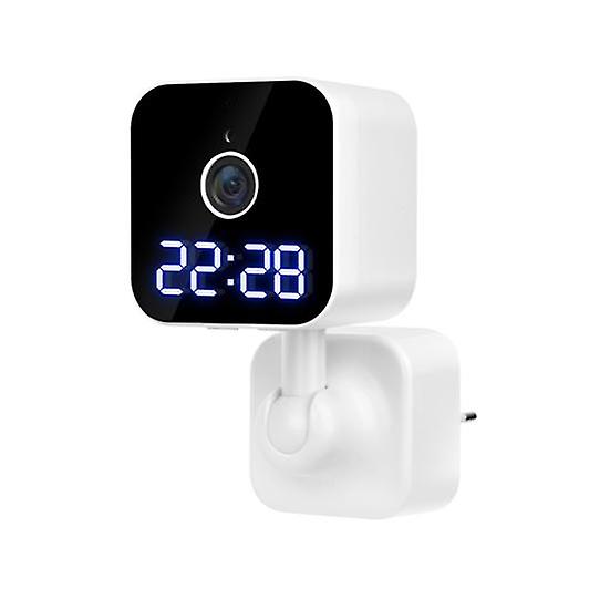 EU Wall Plug Camera with Clock 1080P Video Motion Tracking Detection Night Vision Two-Way Audio Wireless Wi-Fi Home Security Camera
