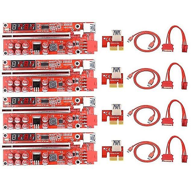4Set V013 Pro Pcie Riser 013 Cabo Riser Card Express X1 X16 Sata To 6pin Power Cable Usb 3.0 Cable For Mining Miner