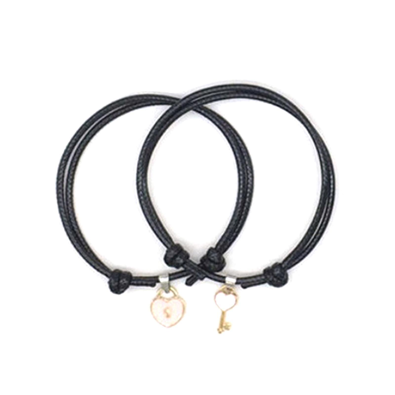 1 Pair Couple Bracelet Chic Adjustable Resin Key Heart Lock Chain Bangle For Dating
