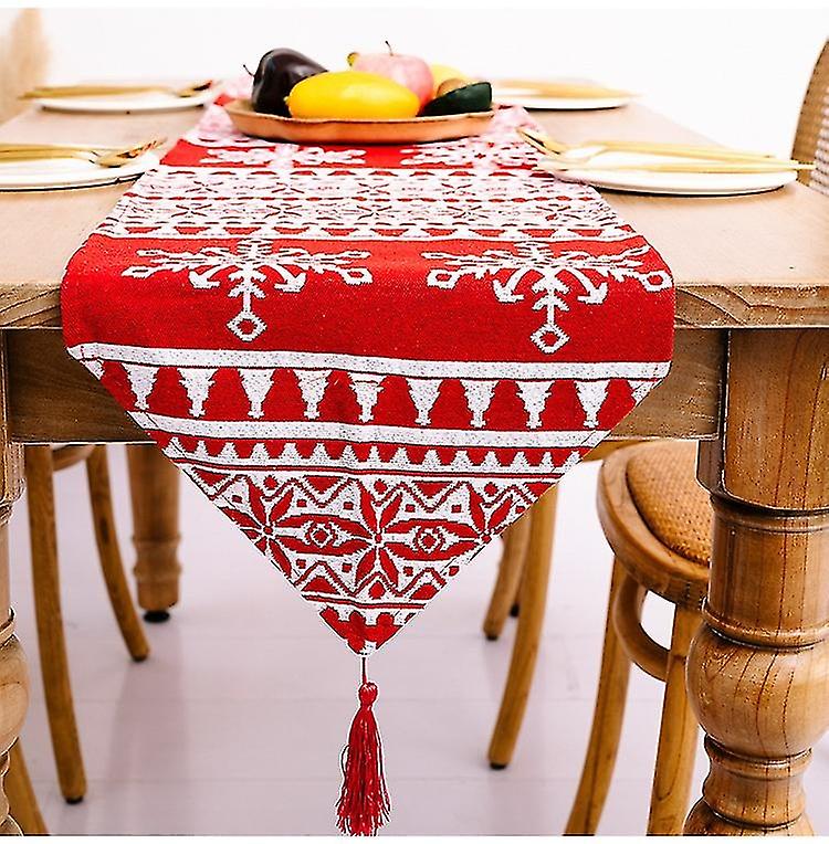 Rectangular Christmas Tablecloth Polyester 35*180m Christmas Tree Patterns for Christmas Table Decor