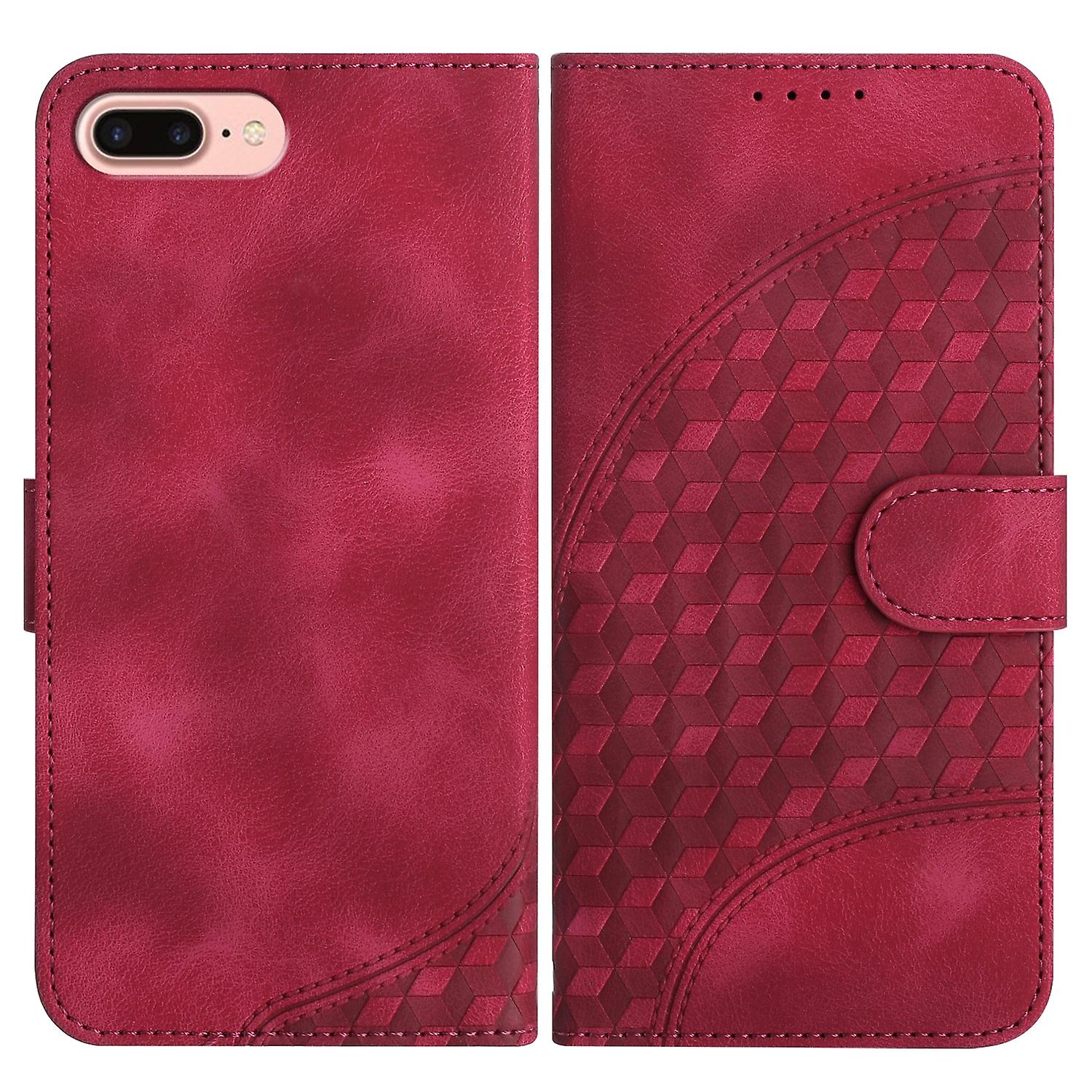 For iPhone 8 Plus / 7 Plus Elephant Head Embossed Phone Leather Case with Lanyard