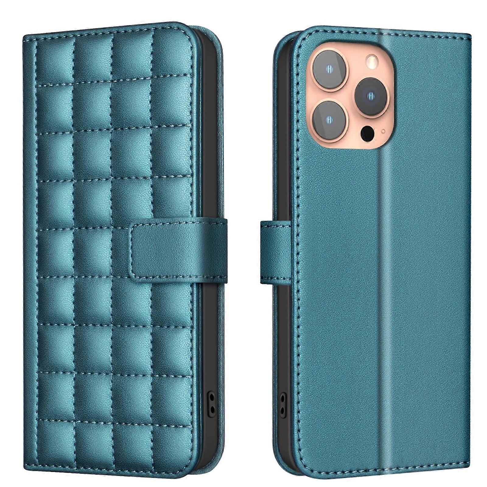 For iPhone 14 Pro Max Square Texture Leather Phone Case
