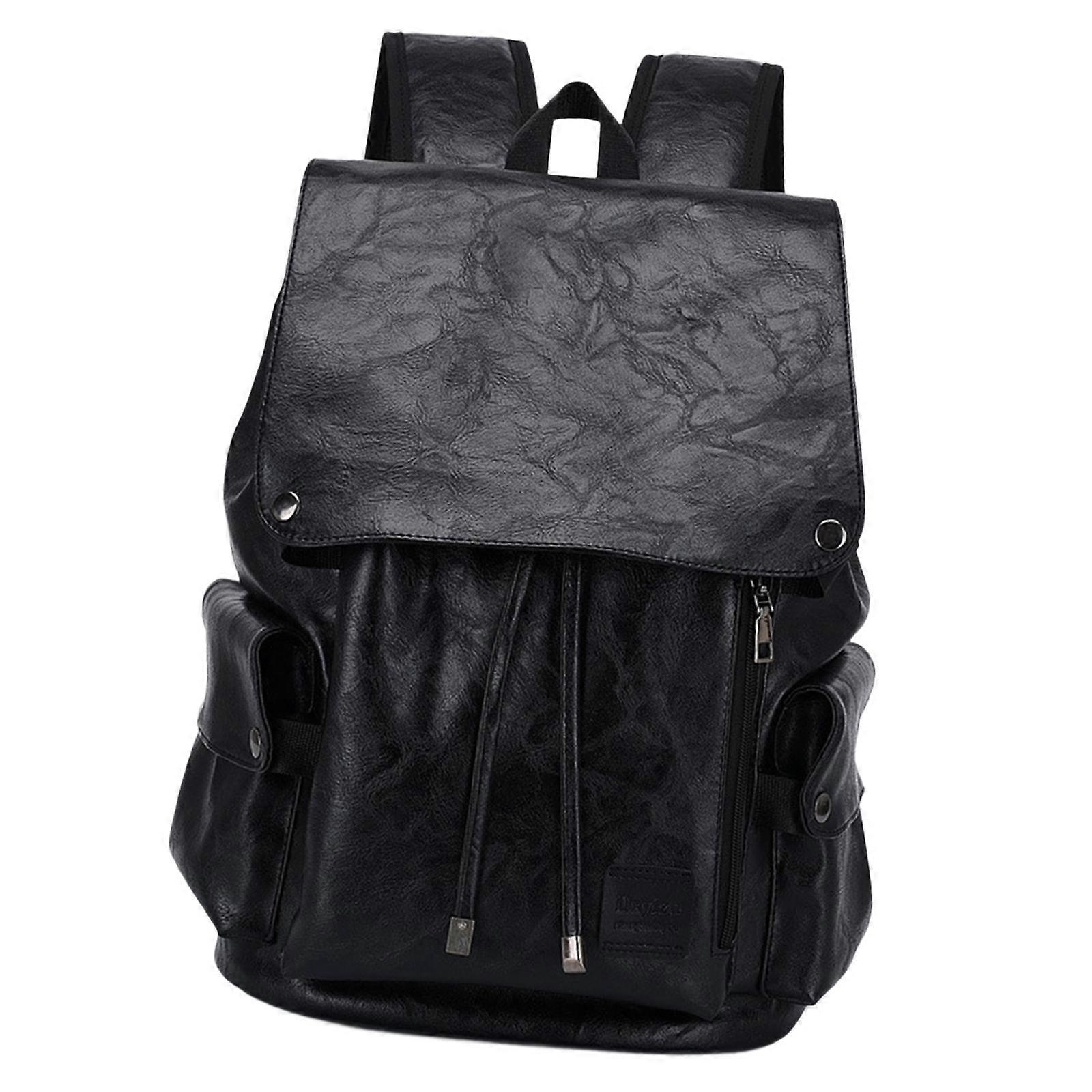 Laptop Backpack PU Leather Computer Backpack Bookbag Portable Men's Backpack