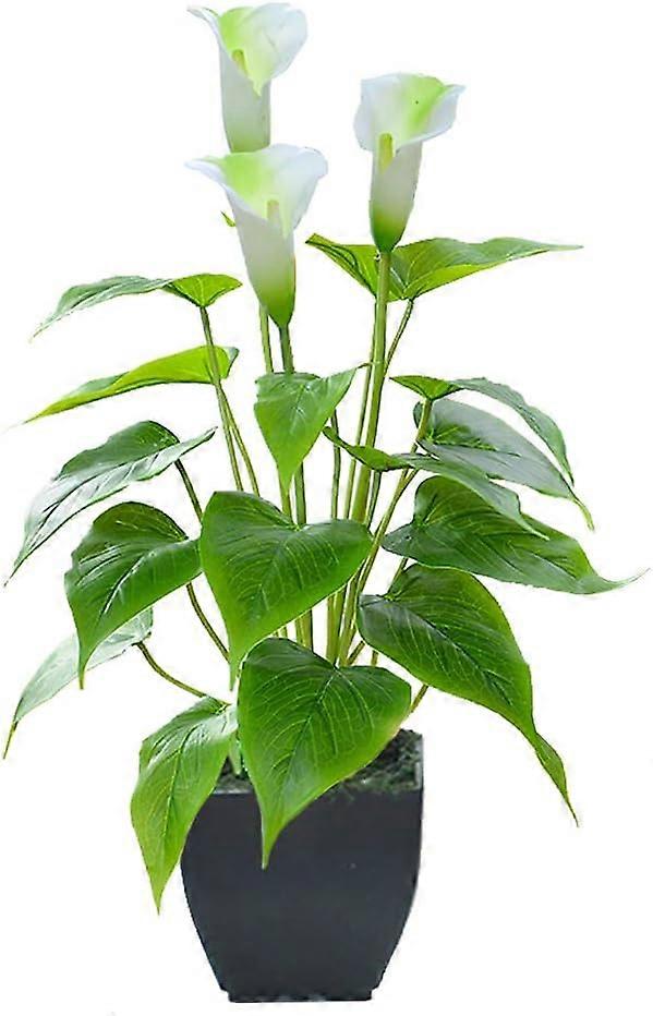 Mesterséges virág hamis növények Calla Lily Faux kis cserepes növény cseréppel Hamis bonsai virág otthoni irodához (fehér)