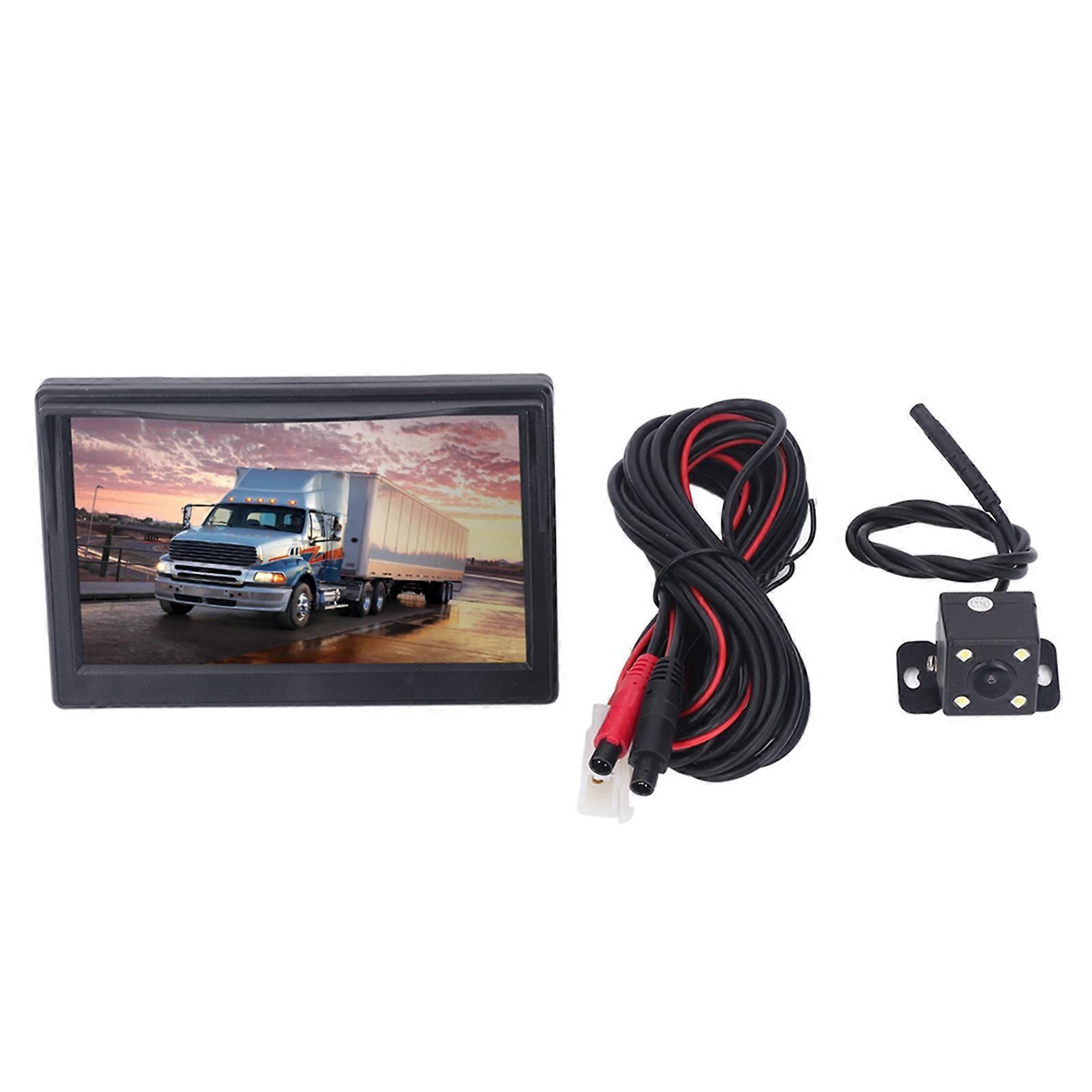 5in Backup Camera Monitor High Definition 170 Wide Angle Rear View System For Rv Trailer 4led Light Camera