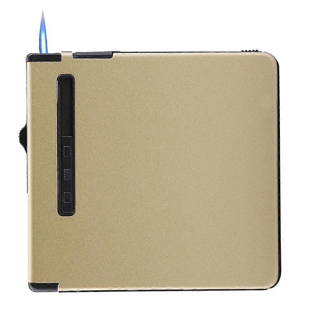 Automatic Cigarette Storage Case Windproof Metal Box Holder Without Gas Golden