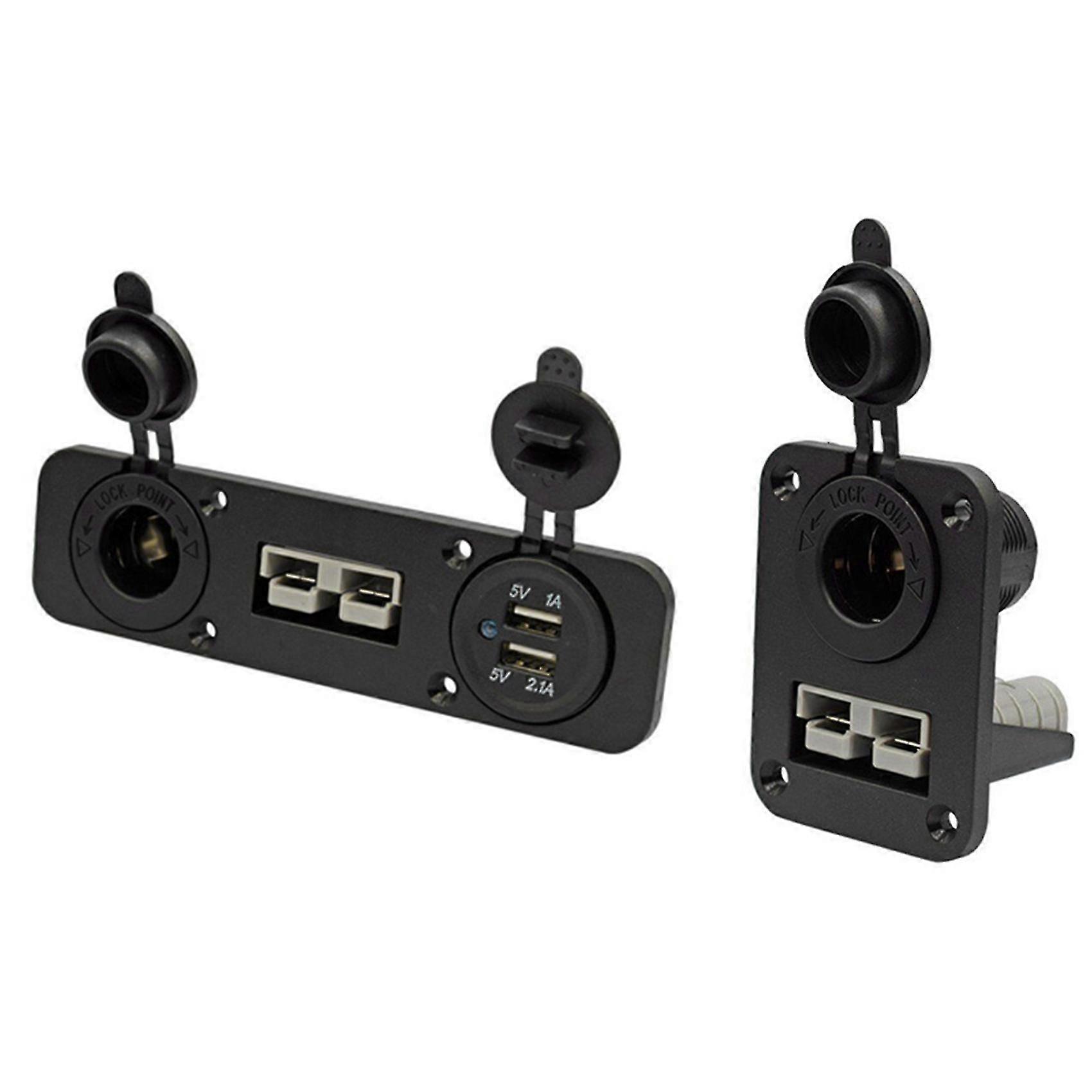 2 Set Flush Mount Anderson Plug Socket Double Usb Charger Socket Panel For Caravan Camper Boat Truc
