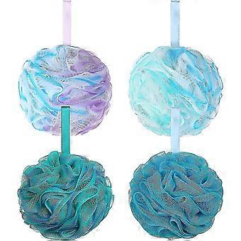 4 stk mesh loofah body exfoliating børste, body scrubber, blid eksfolierende svamp