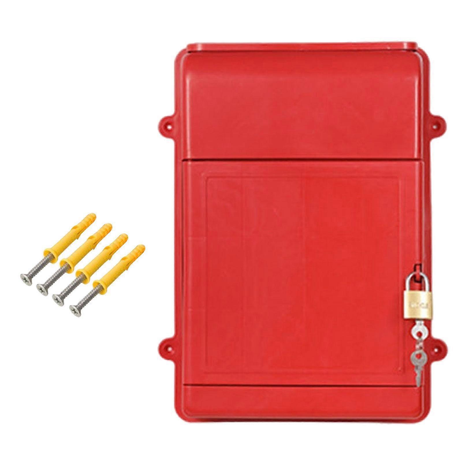 Lockable Wall Hanging Mailbox Post Box Versatile Drop Box for Hotel Business Red