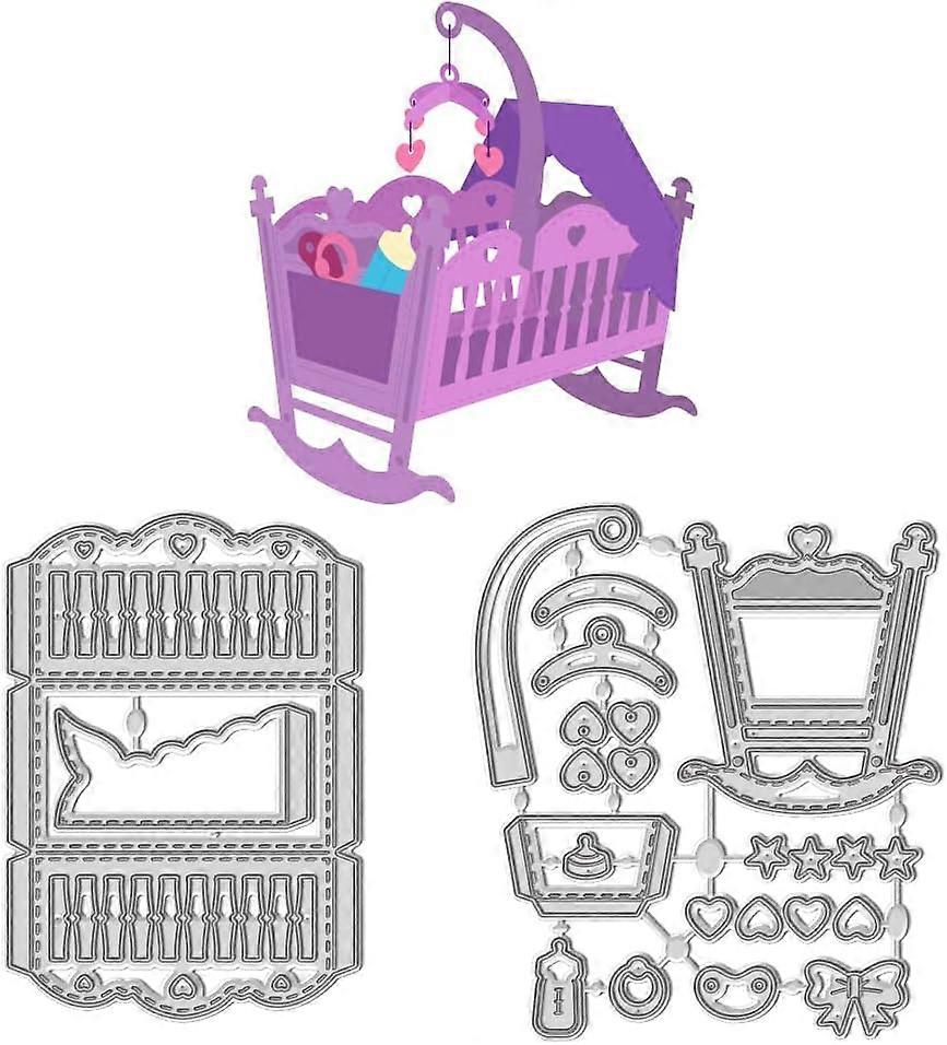 2PCS Stroller Carbon Steel Cut Stencils Metal Stroller Embossing Stencil Die Cuts for DIY Scrapbooking Decorations Cutting Embossing Stencil Tool for 