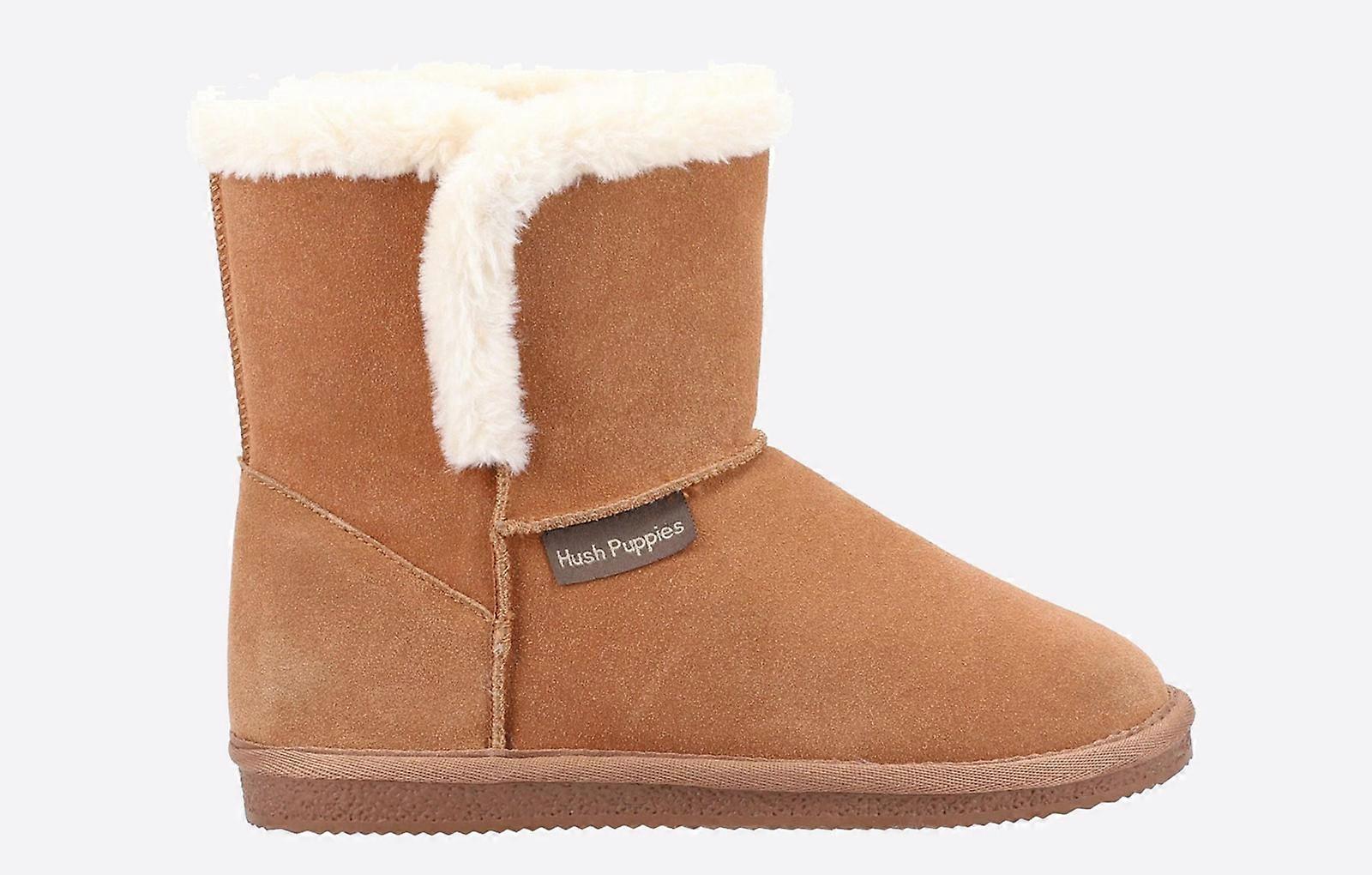 Hush Puppies Ashleigh Memory Foam Slipper Boots Tan
