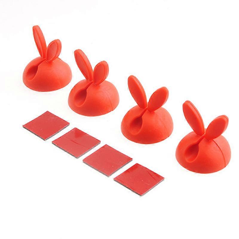4Pcs Pink Bunny Ear Rabbit Desktop Data Cable Holder Creative Action Figure Cute Headphone USB Charger Cord Protection Organizer