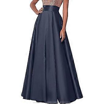 Women Solid Satin Long Skirt Elasticated Waist Elegant Banquet