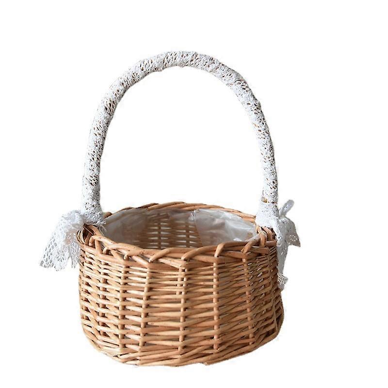 Handmade Wicker Rattan Flower Baskets  2-Piece Set for Wedding and Easter