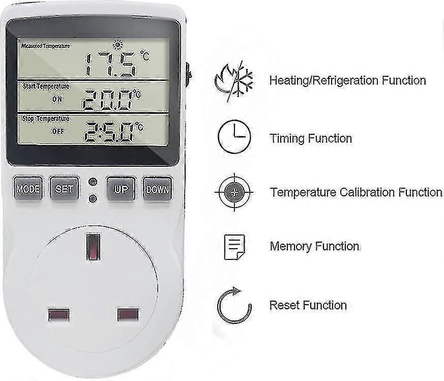 Digital Thermostat Socket Outlet 230v 16a Timer Switch Plug