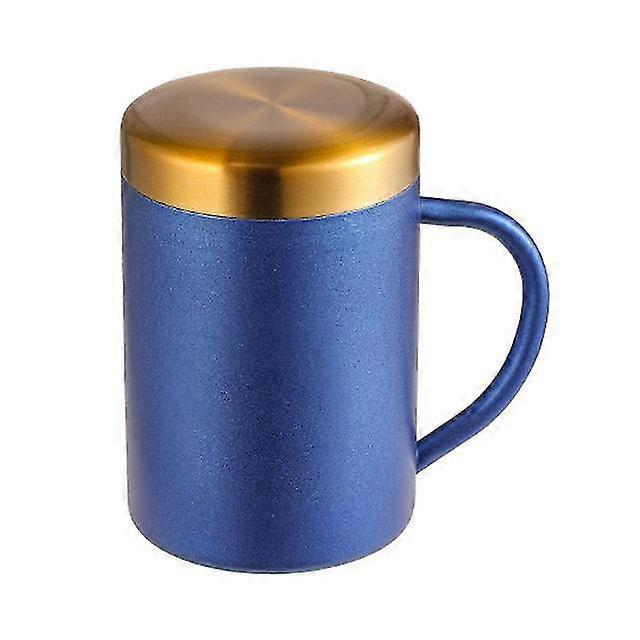 Nordic style 400ml coffee cup with lid 304 stainless steel office mug with handle home student double-layer insulated water cup