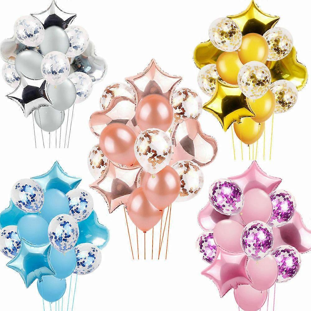 24 Pcs Love Balloons for Valentines Day Decorations Kit Heart and Star Balloons and Latex Balloons