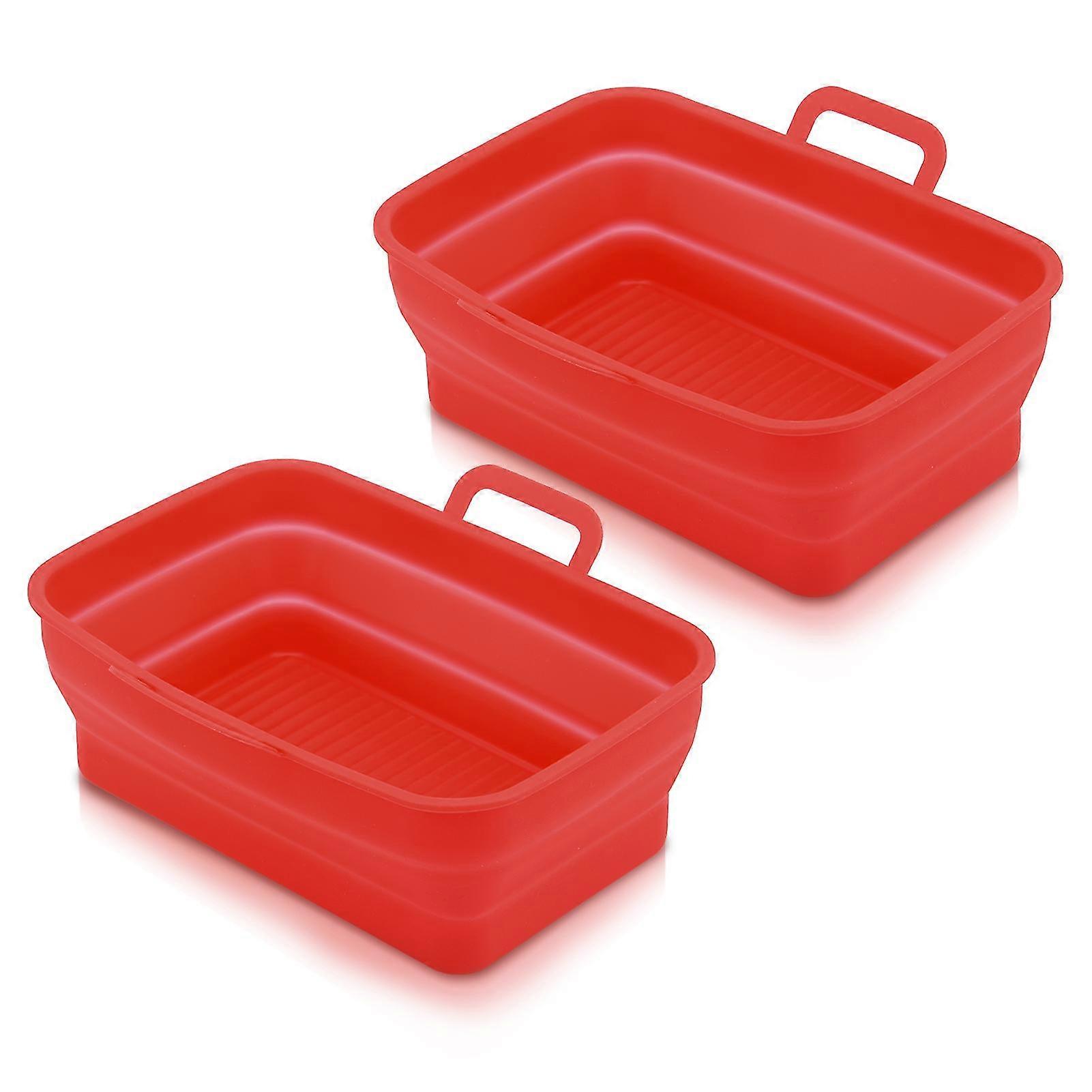 2pcs Rectangle Multifunctional Folding Basket Air Fryer Pot Fit For