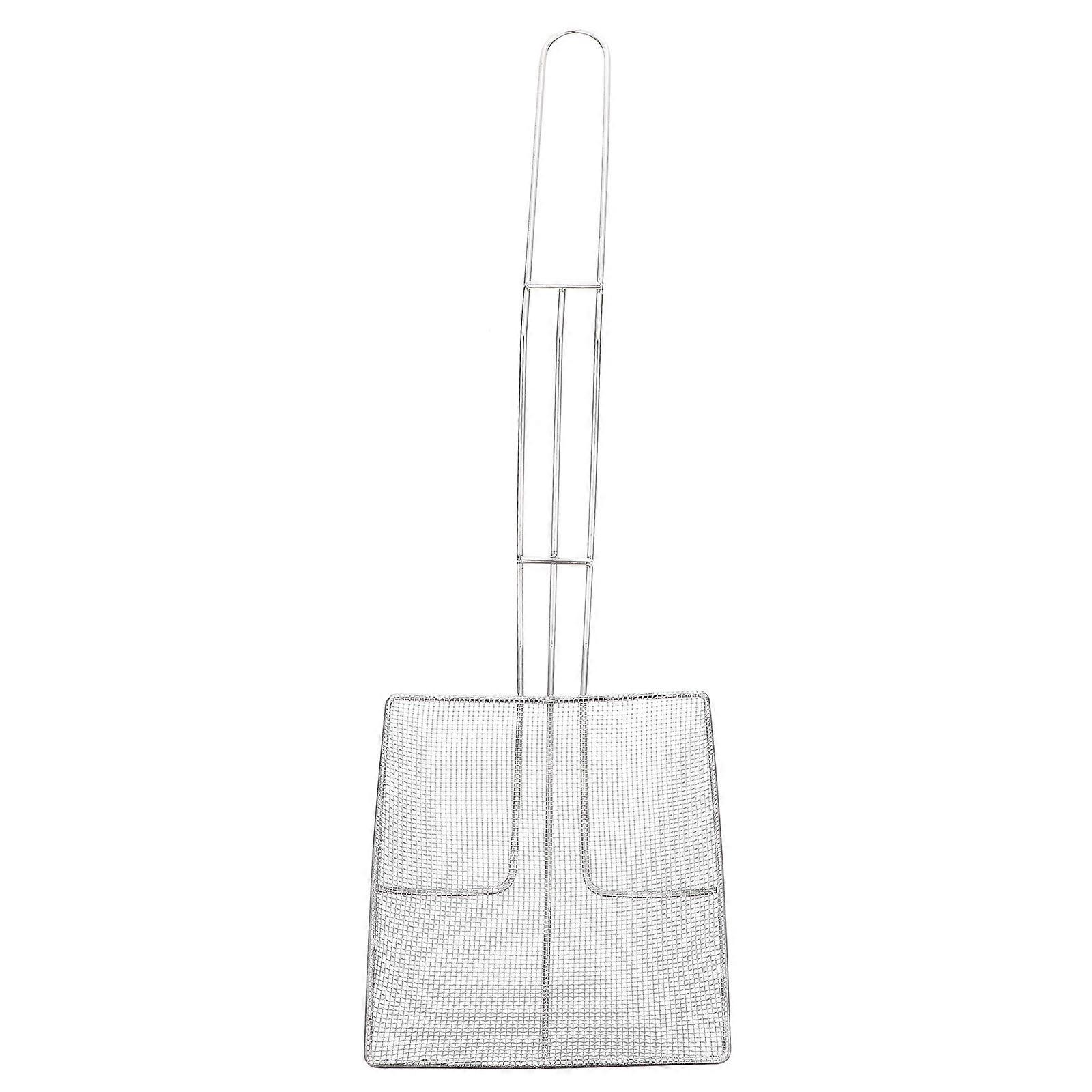 1 Pc Durable Square Stainless Steel Slag Scoop Spoon for Cooking And Frying (Silver)