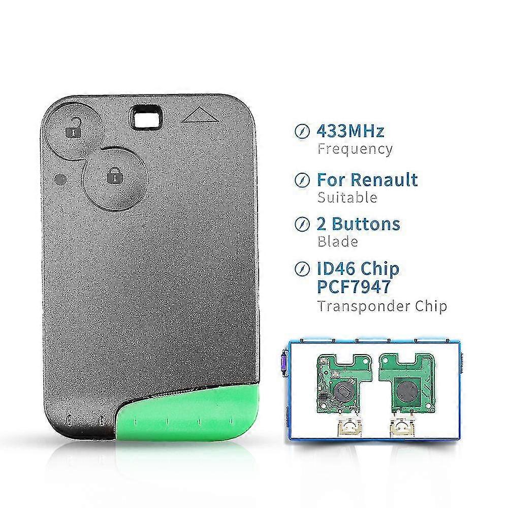 For Renault Laguna Espace 2 Buttons 433mhz Car Smart Key Card Pcf7947 Id46 Chip Remote Control Key Keyless Entry