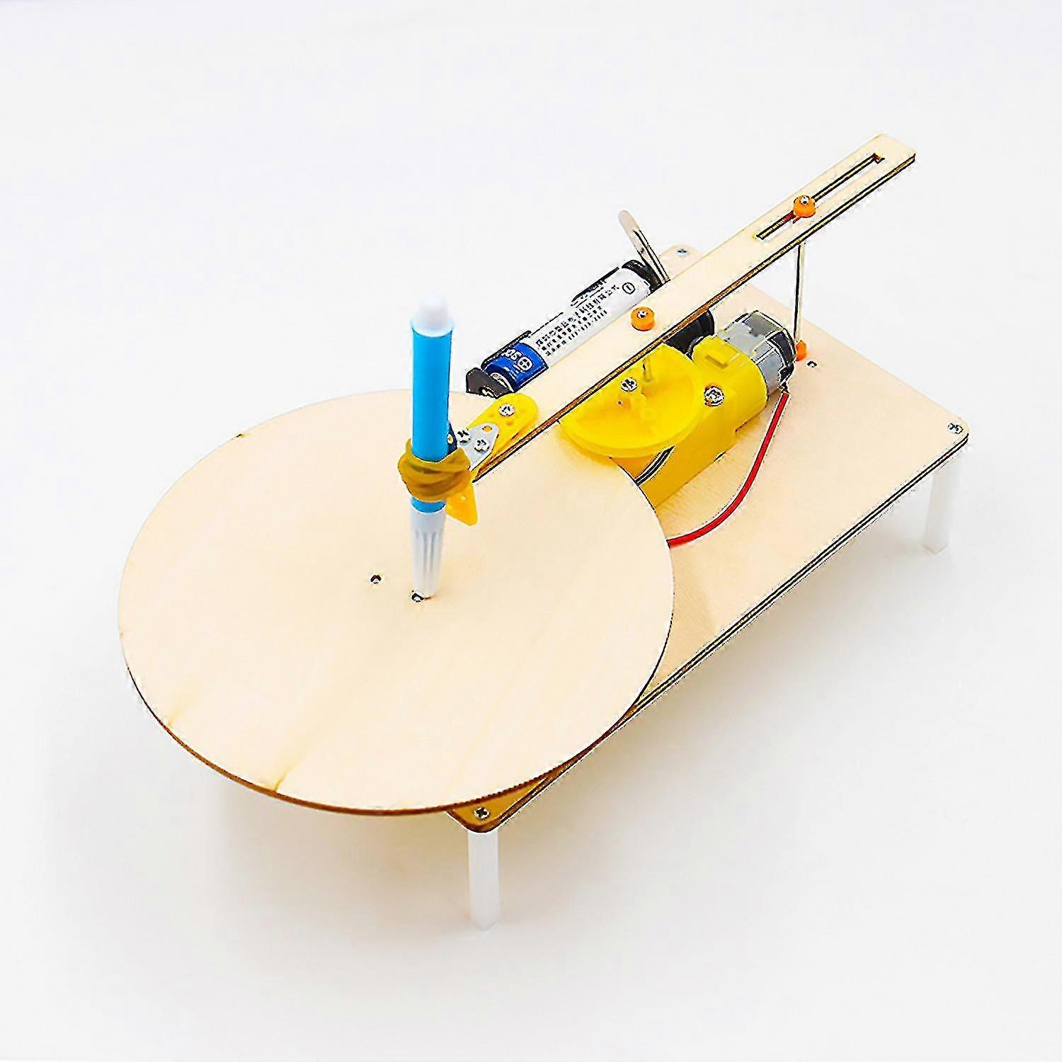 Science Toy Kids Creative Gift Diy Assembled Wooden Electric Plotter Kit Model