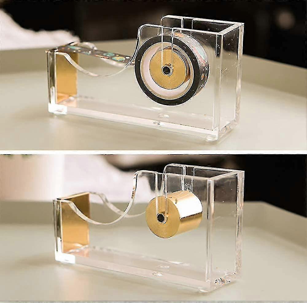 Clear Acrylic Adhesive Tape Dispenser, Adhesive Tape Cutter, Office Stationery, Non-slip, Easy To Us