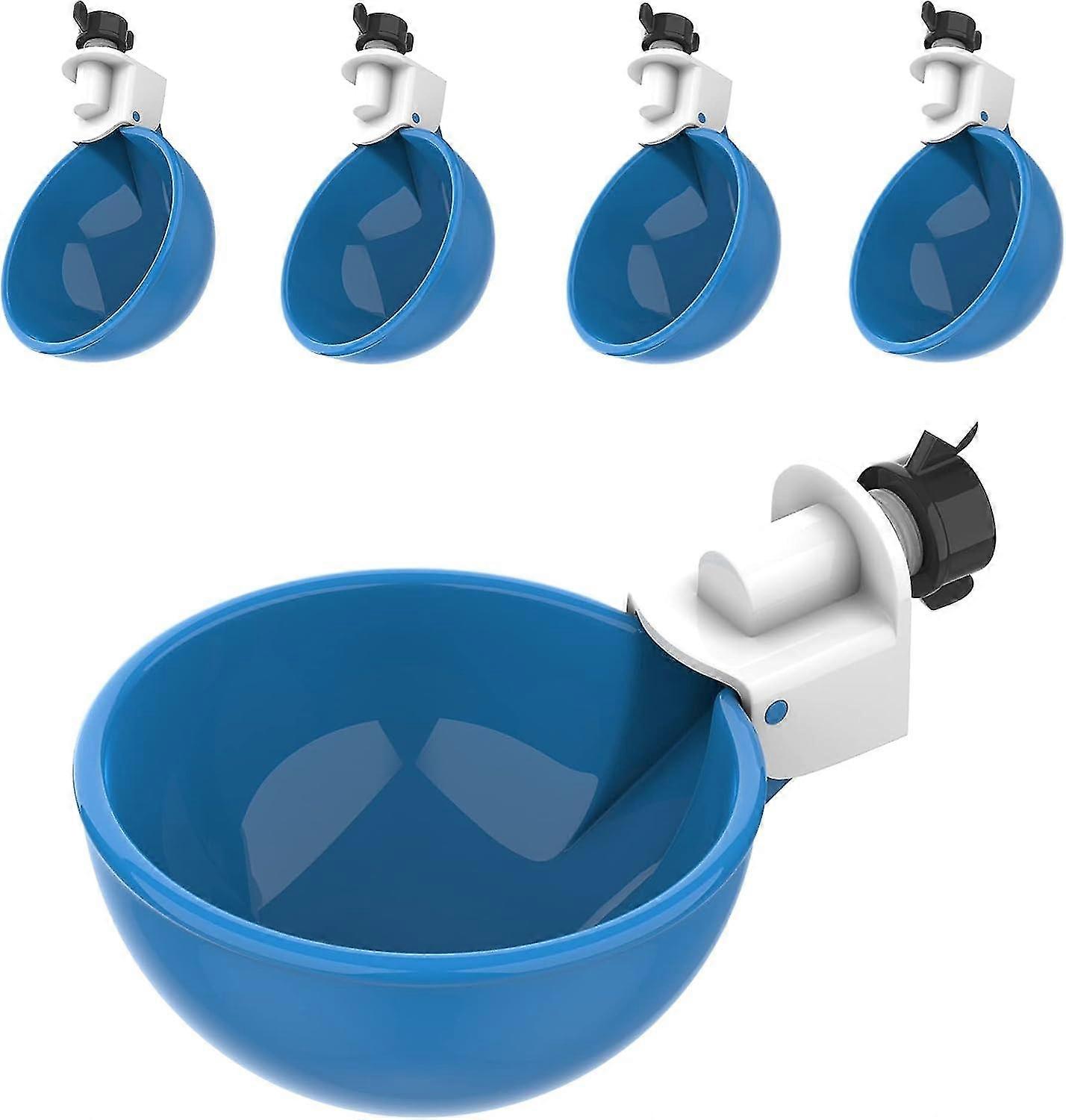 Set Of 6 - Large Blue Automatic Chicken Water Cups - Chicken Water Cups Suitable For Ducks, Geese, Turkeys And Rabbits - Chicken Drinker Kit - Poultry