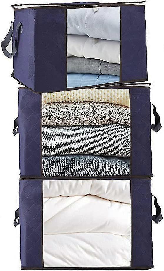 Clothes And Blanket Storage Bag Storage Bag 90l Large Capacity With Reinforced Handle And Thick Non-woven Fabric For Bedding Foldable Breathable Close