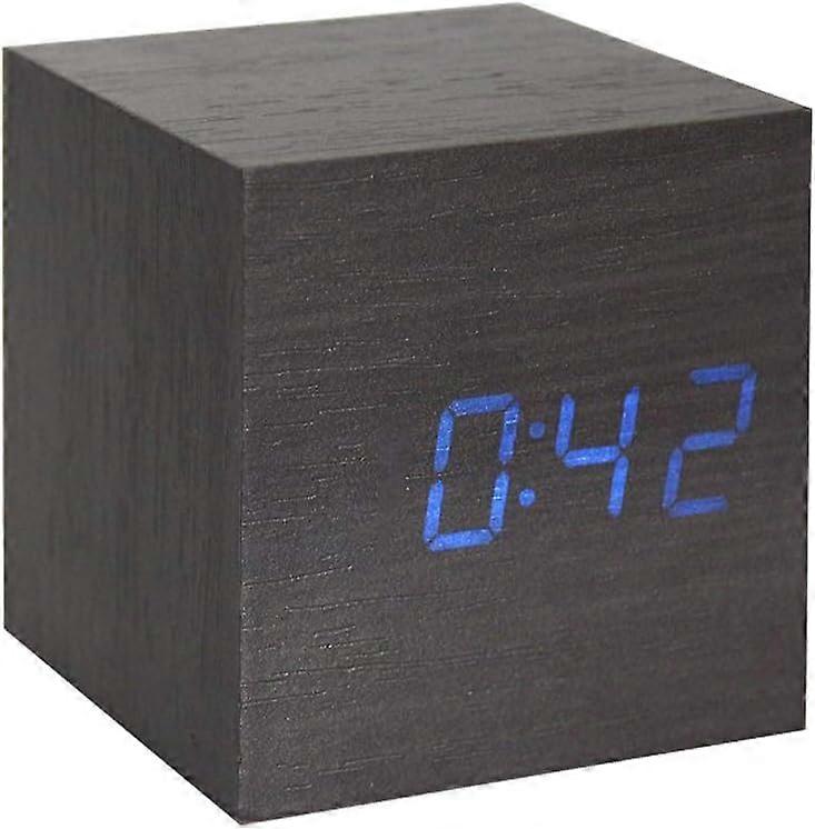 Wooden Alarm Clock - Mini Digital LED Clock with Temperature Time