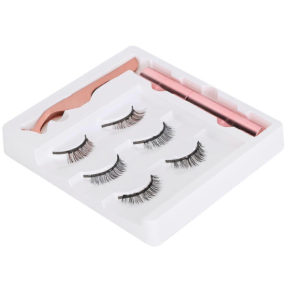 3 Pairs 5D False Eyelashes Magnetic Liquid Eyeliner Tweezers Set Eyelashes Makeup SetM3