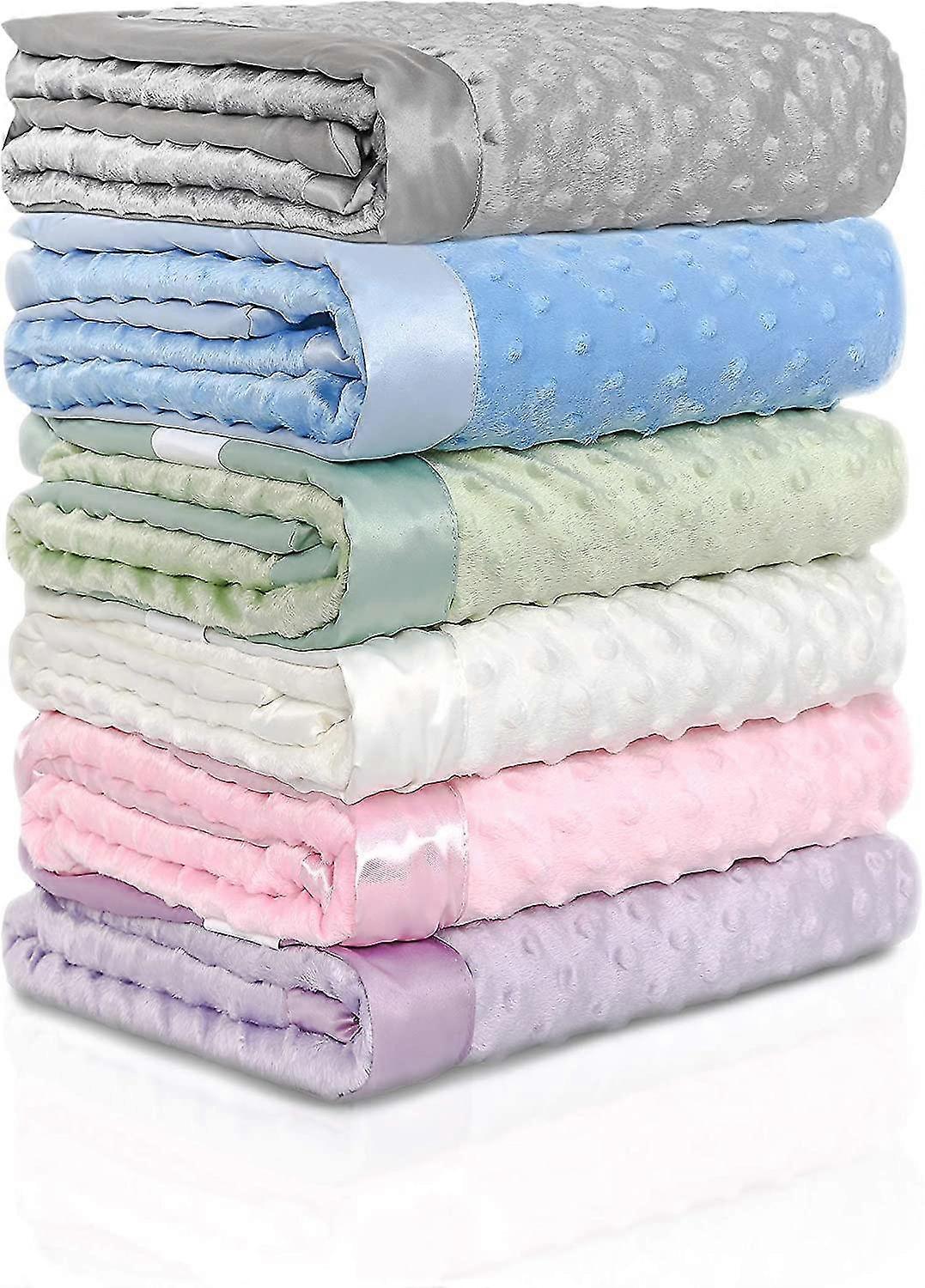 Baby Purple Super Soft Minky Plush Reversible Double Layer 30" x 35" Baby Blanket with Dotted Backing and Silky Trim
